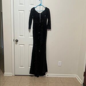 Sophisticated Black Sequin Long Sleeve Dress